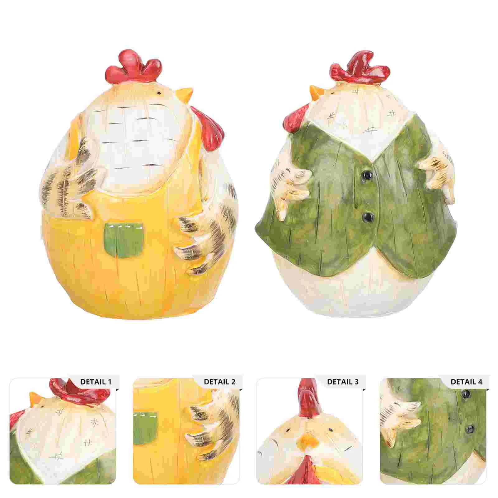 

1 Pair of Cartoon Animals Ornaments Adorable Chicken Figures Desktop Animals Models