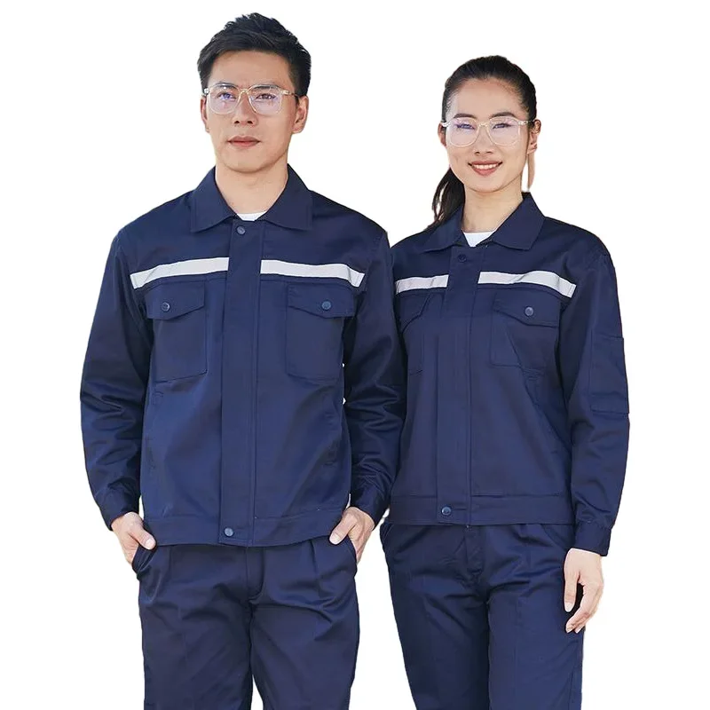 Long Sleeve Reflective Workwear Suit Spring Autumn Wear Resistant Thickened Labor Saving Top Auto Repair Factory Uniform
