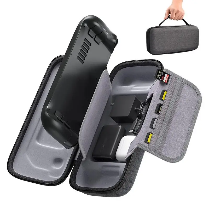 

Game Console Storage Bag with Interlayer Console EVA Carrying Case Multiple Card Slots Host Zipper Handbag for Steam Deck