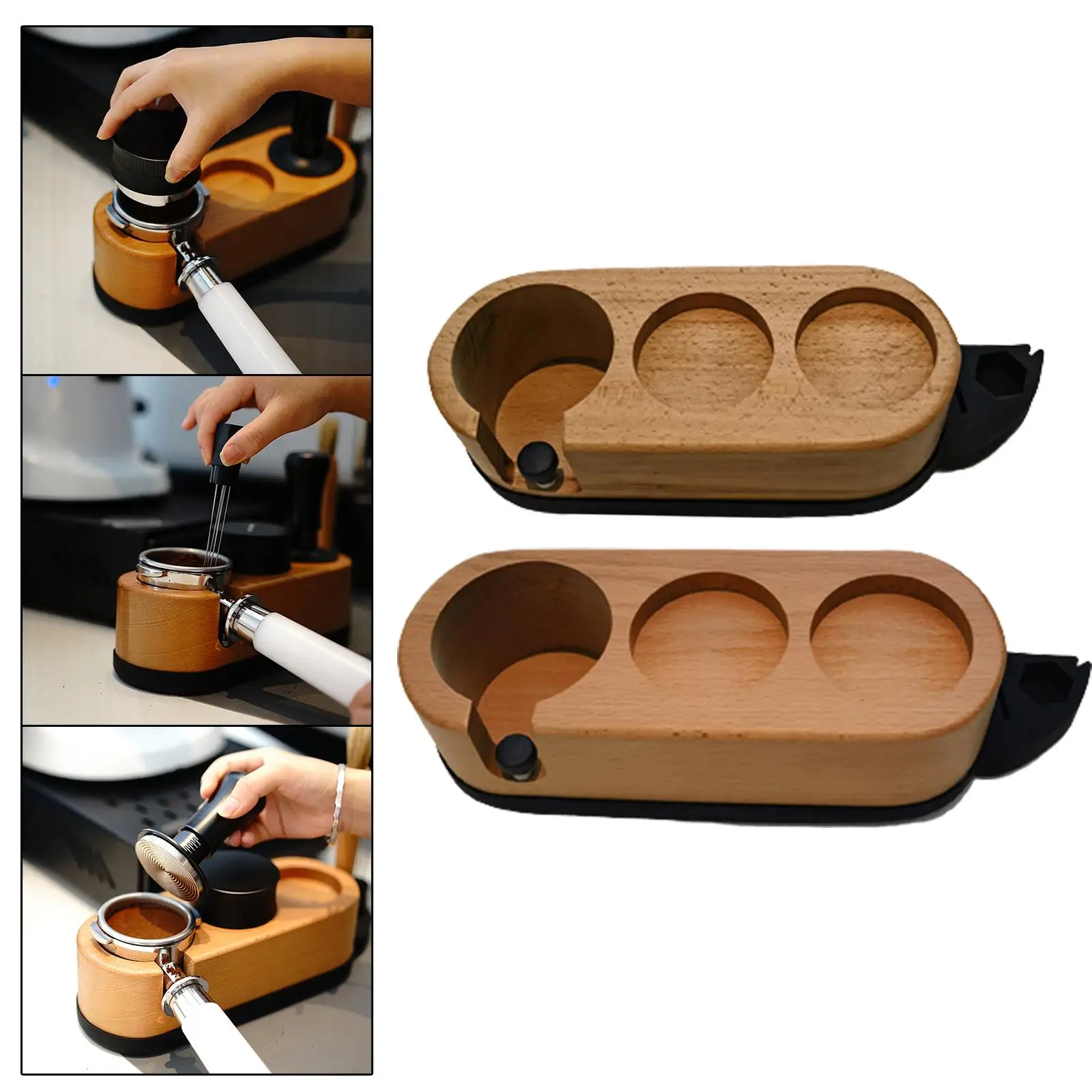 

Coffee Tamper Holder Station Wooden Coffee Portafilter Stand Espresso Tamper Stand for Portafilters Distributor Home Cafe Bar