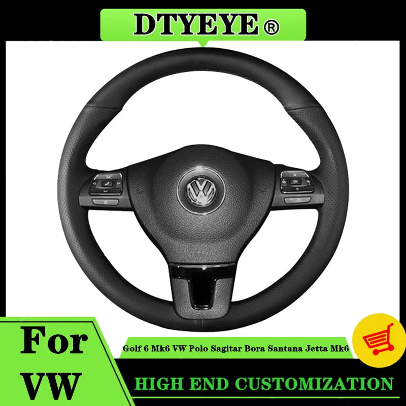 

Customize Car Steering Wheel Cover For Volkswagen Golf 6 Mk6 VW Polo Sagitar Bora Santana Jetta Mk6 DIY Steering Wheel Braid