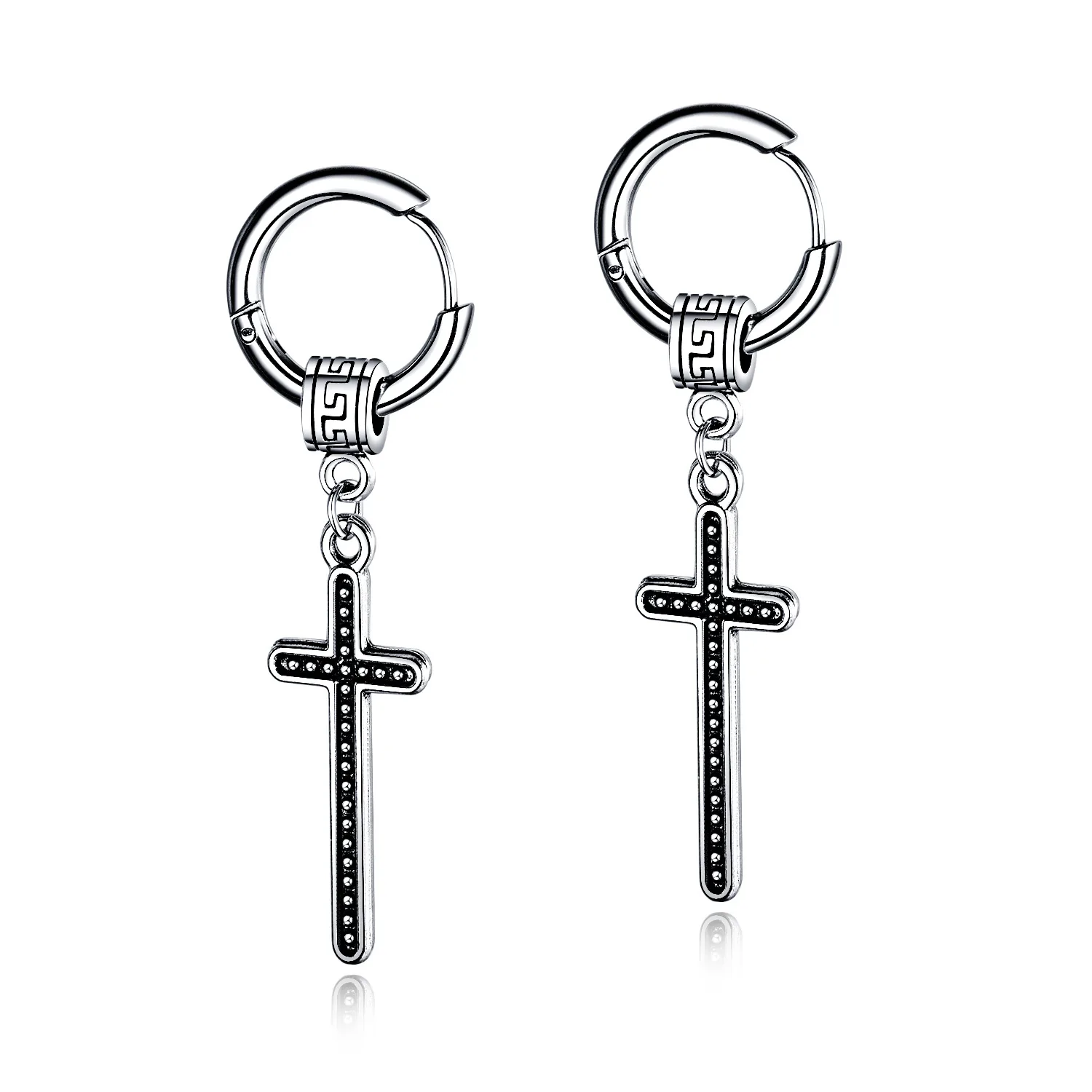 

Vintage Cross Stud Earrings Hipster Male Personality Temperament Earrings Street Fashion Punk Hip Hop Earrings