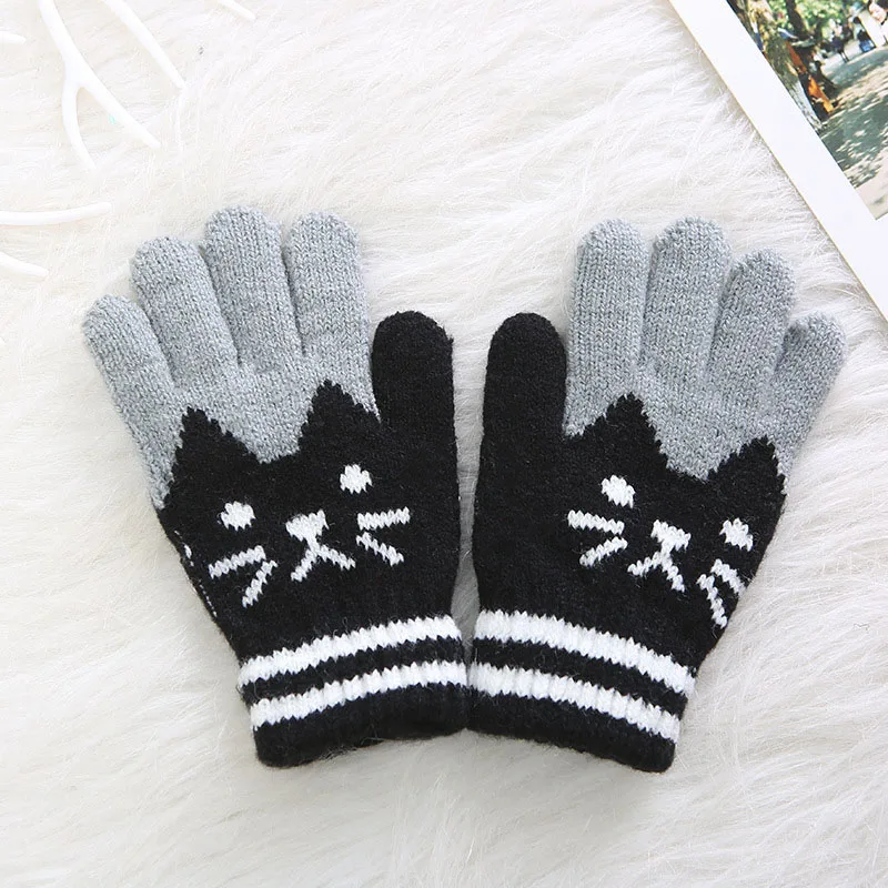 

Winter Warm Kids Gloves knitting Baby Girls Boys Soft Gloves Candy Colors Children Patchwork Full Finger Gloves Mittens