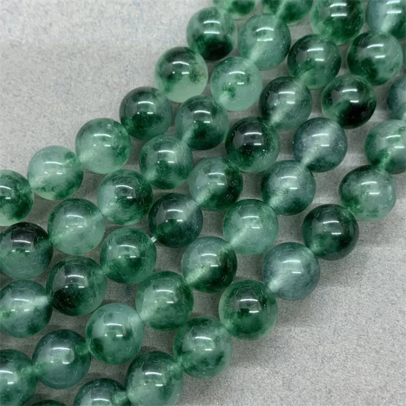 Круглые свободные бусины-разделители из халцедона с водорослями для