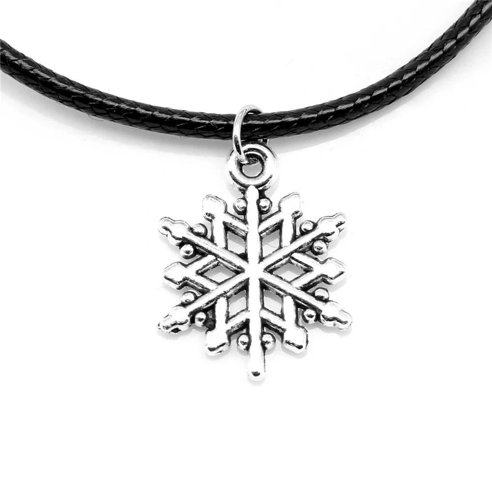 

1pcs Antique Silver Color 15x19mm Snowflake Necklace Handmade Jewerly Diy