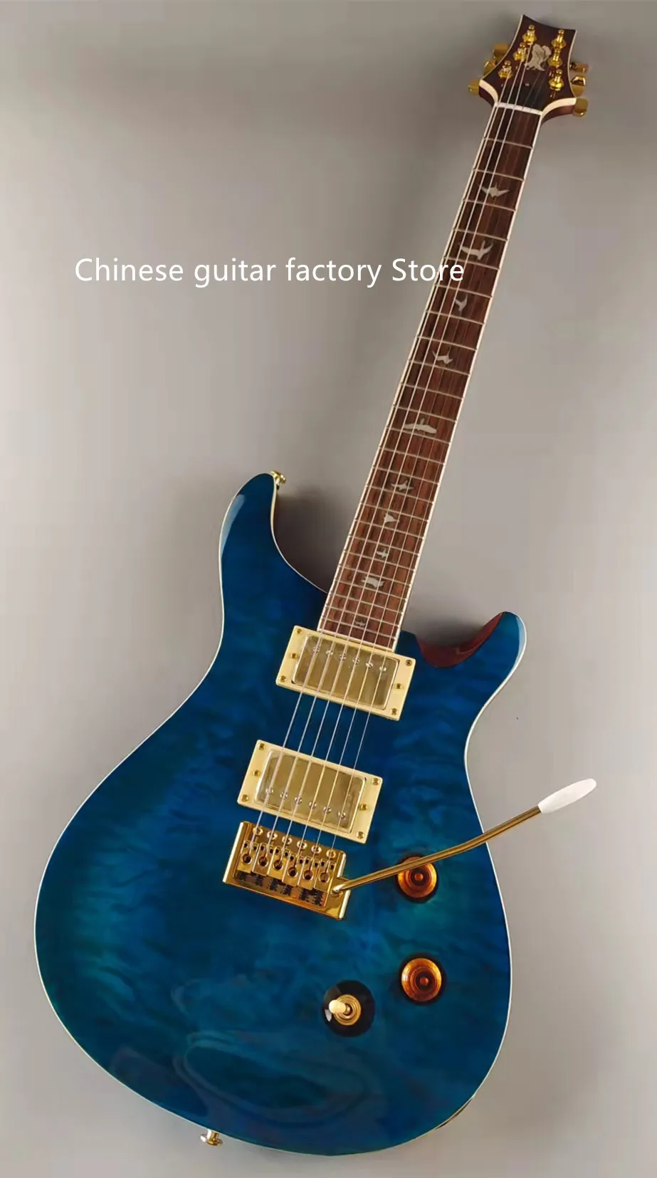 

Электрическая гитара PRS, большой синий цветок, инкрустация белой жемчужиной птицей, фингерборд из розового дерева, искусственная кожа, быст...