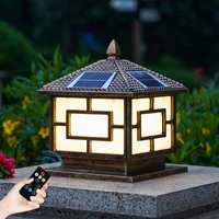 SC1028B Traditional Outdoor Garden Solar Post Light,Aluminum Pillar Lamp Body,Remote Control 4 LED Modes,Waterproof