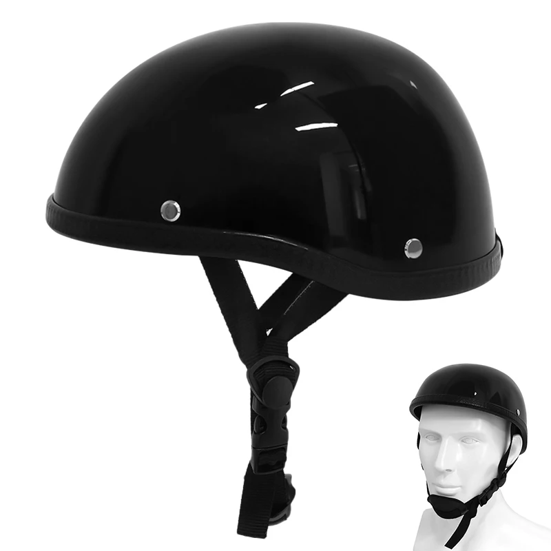 

Motorcycle Helmet Vintage Half Face Helmet For Bike Cruiser Scooter Bright Black Helmets Accessories Casco Moto