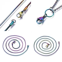 5pcs rainbow colors stainless steel snake chain necklace with lobster clasps hook for men women necklaces jewelry gift