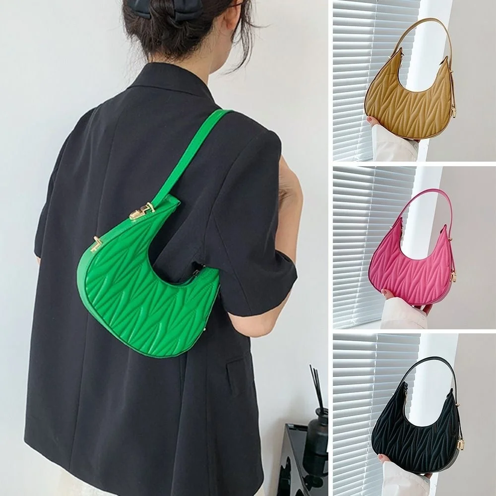 

Hot Sale Fashion Shoulder Bags High Quality PU Leather Underarm Handbags Casual Solid Color Pouch Crossbody Handbags for Women