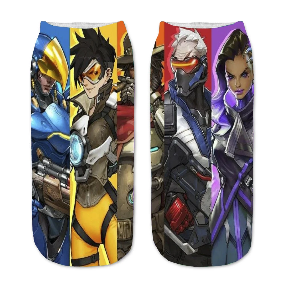 Носки с рисунком Аниме игра OW 3D DVA Мультяшные Прямые мужские женские короткие