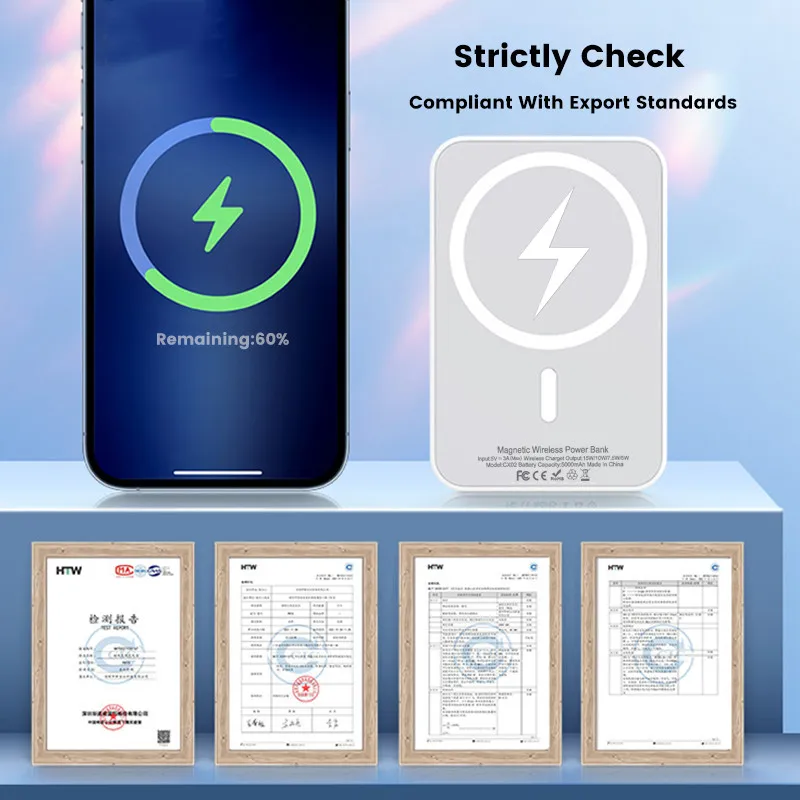 Фото Магнитный Power Bank Type-C Prot для Apple, внешний аккумулятор, портативное беспроводное зарядное устройство для iPhone, запасная батарея Magsafe Powerbank №5