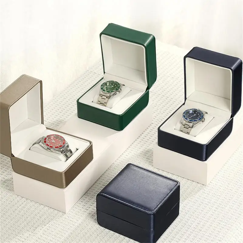 

Solid Color PU Leather Watch Storage Box Luxury Jewelry Wristwatch Packaging Case Storage Display Gift Carrying Boxes