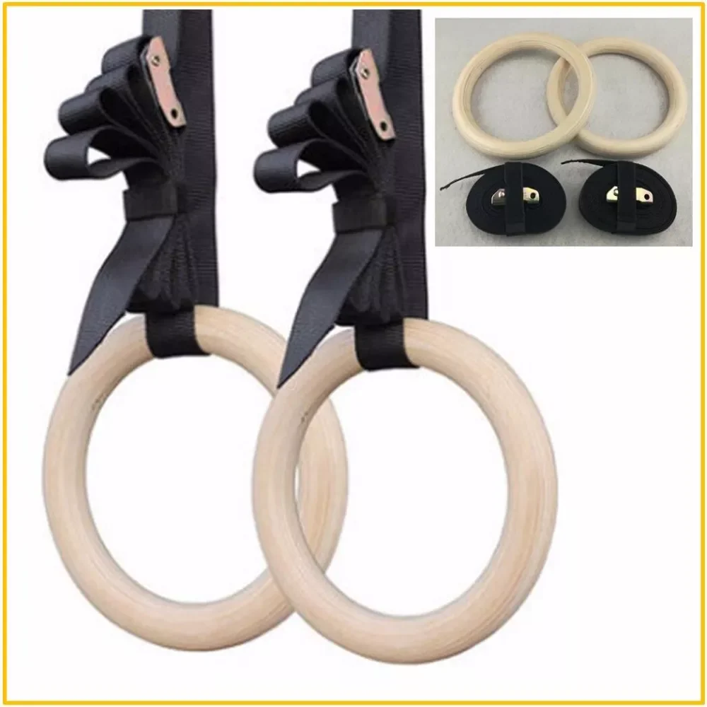 

New Wooden 28mm Exercise Fitness Gymnastic Rings Gym Exercise Crossfit Pull Ups Muscle Ups