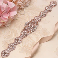 missrdress elegant pearls wedding belt rhinestones bridal belt rose gold crystal bridal dress sash for wedding accessories jk831