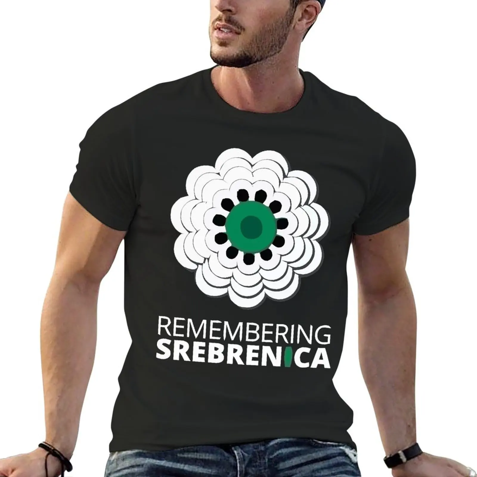 Классическая мужская футболка с запоминанием Сребреницы заготовки пота