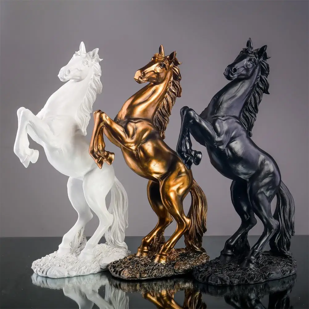 

Resin Pretty Freedom Symbolize Standing Horse Figurine Lightweight Horse Statue Precisely Detail for Living Room