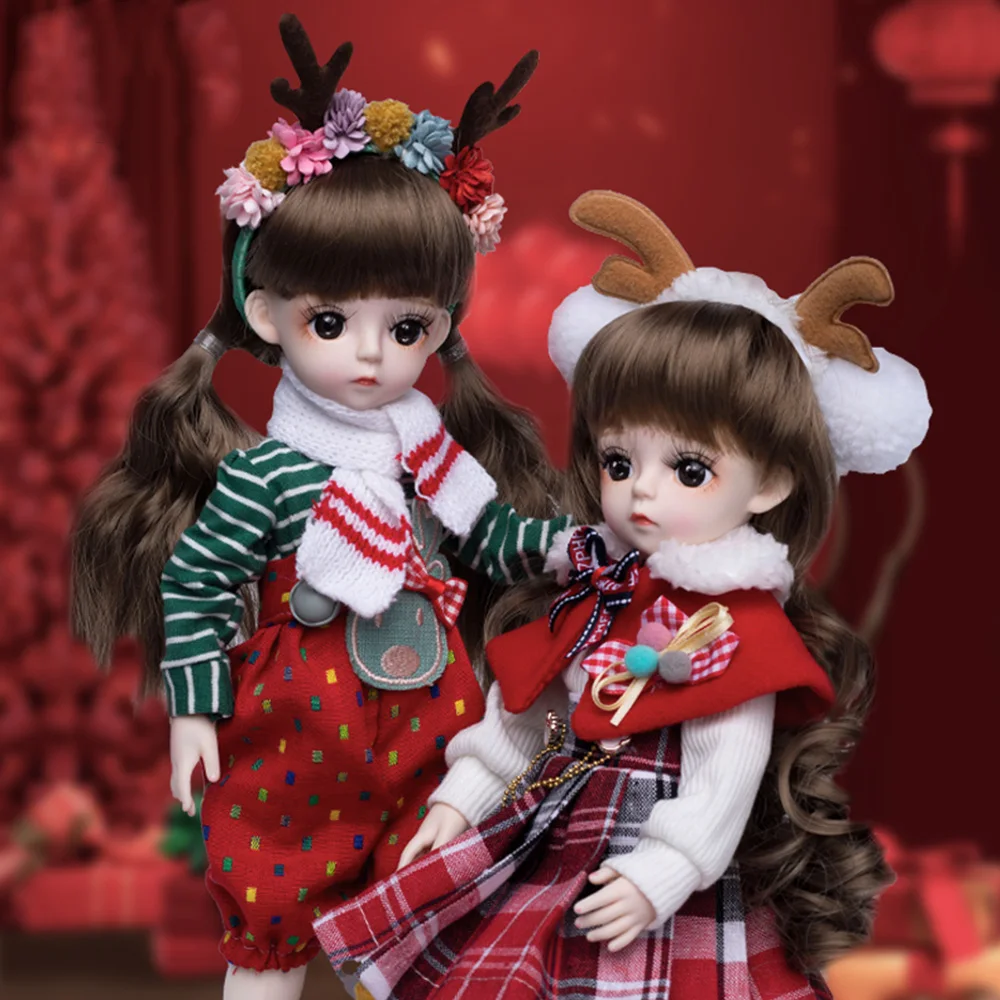 

Dkemore 1/6 BJD Doll 30cm Cute Girls Toy With Clothes Shoes Christmas Theme Dolls Birthday Gift For Children 2022 NEW