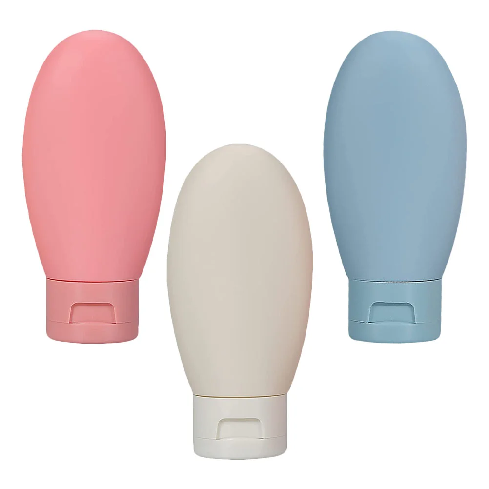 

3 Pcs Squeeze Bottle Sample Leak Proof Travel Containers Refillable Shampoo Dispenser Toiletry Makeup Silicone