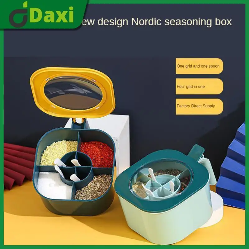 

Divided Into 4 Compartments For Easy Storage Of Seasoning Household Durable Easy To Carry And Move Kitchen Seasoning Box
