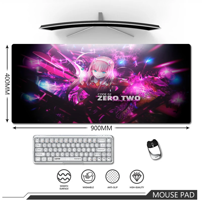

Anime Mousepad XXL Large Mouse Pad Desk Mats Zero Two Darling In The FranXX 02 Laptop Carpet Anti-slip Gamer Table Mat Mice Pad