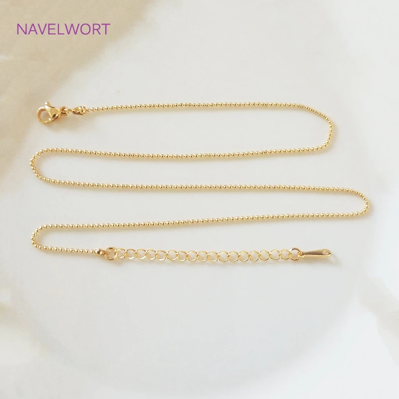

18K Gold Plated Ball Bead Necklace Chain With Lobster Clasps High Quality Thin Chain For DIY Pendant Jewelry Findings