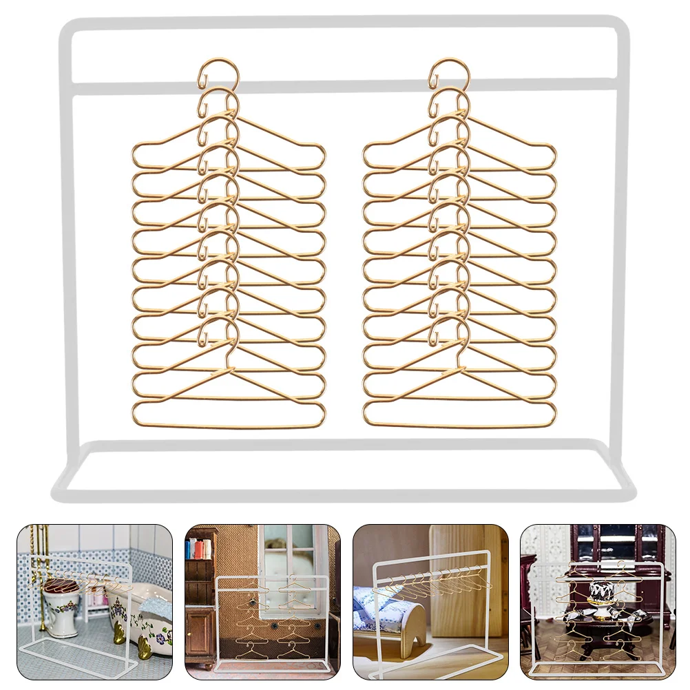 

Clothes Hanger Dolls House Furniture Clothing Rack Dress Hangers Display Iron Decor Coat