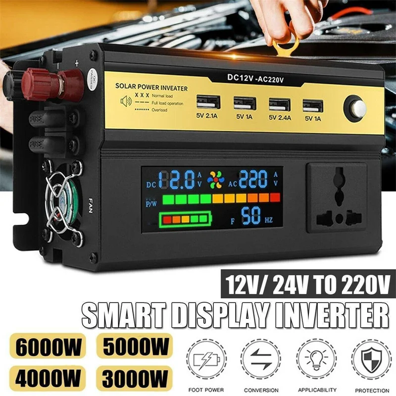 

3000-6000W Car Inverters DC 12V To AC 220V Transformer With USB Socket Charger Modified Sine Wave Inverter Car Power Inverter