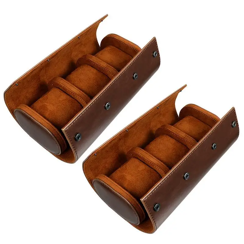 

2 шт., Дорожный Кожаный чехол для часов с 3 отделениями