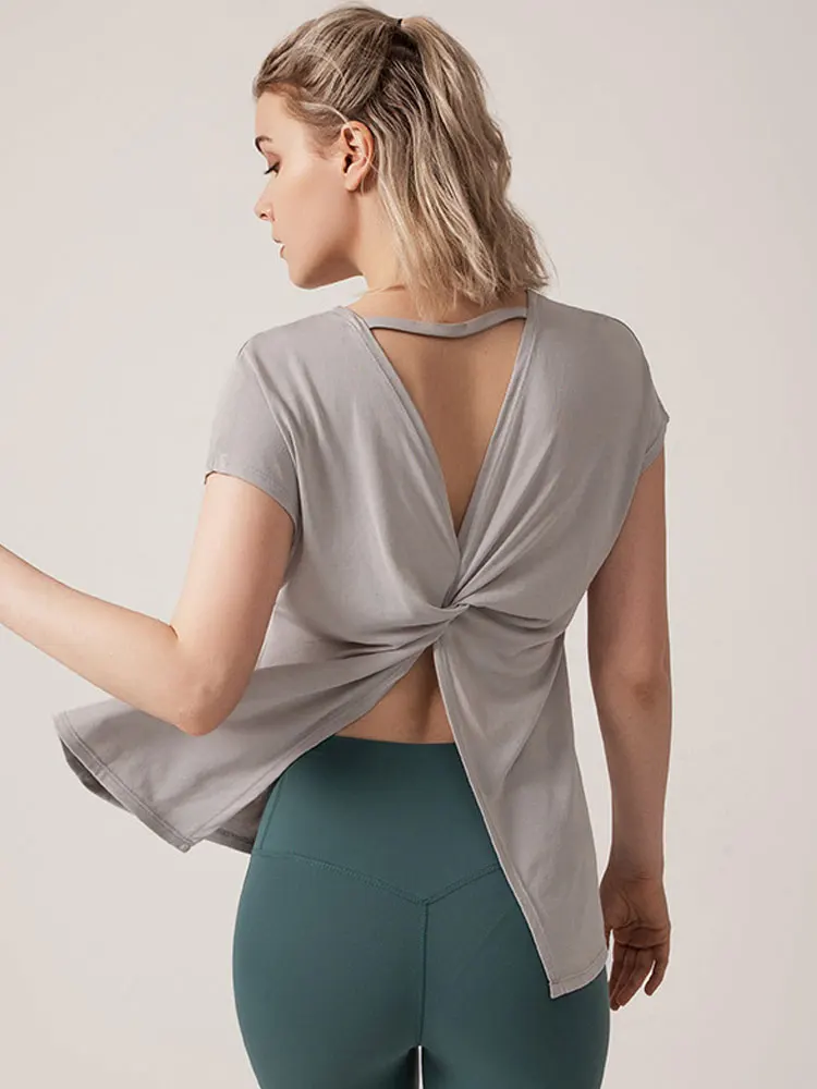 INLUMINE пикантные спортивные футболки с открытой спиной коротким рукавом женская