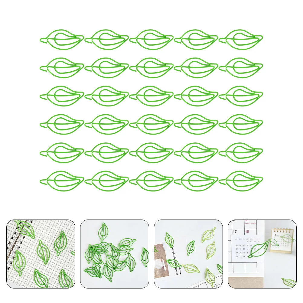 

30 Pcs Leaf Paper Clip Small Clamp Office Decore Decorate Clips Student Paperclip Pp File Work Miniture Decoration