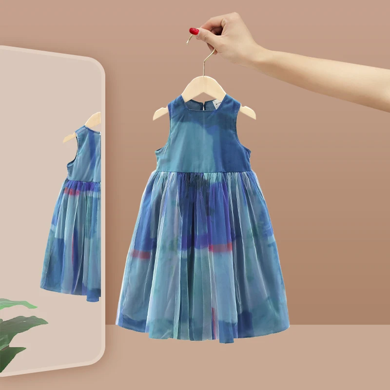 Элегантное синее платье для маленьких девочек на день рождения градиентные