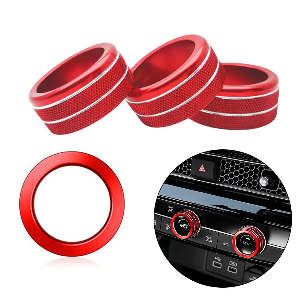 

Button Cover A/C Knob Cover Red Rust-proof 4PCS Aluminum Alloy Brand New A/C Control Knobs Car Interior Decoration