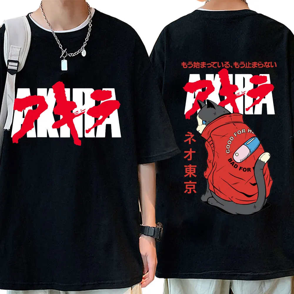

Футболка с принтом аниме Akira Cat Kaneda Shotaro, мужские и женские футболки унисекс с коротким рукавом, хлопковые повседневные футболки с круглым вырезом, уличная одежда
