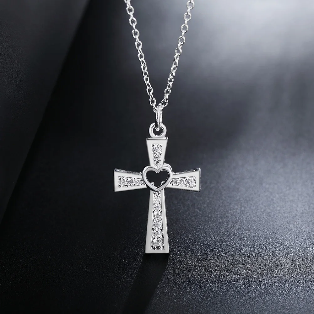 Купи NUMBOWAN Promotions 925 sterling silver Beautiful fashion Elegant charm Crystal cross pendant CZ Zircon pretty Necklace jewelry за 187 рублей в магазине AliExpress