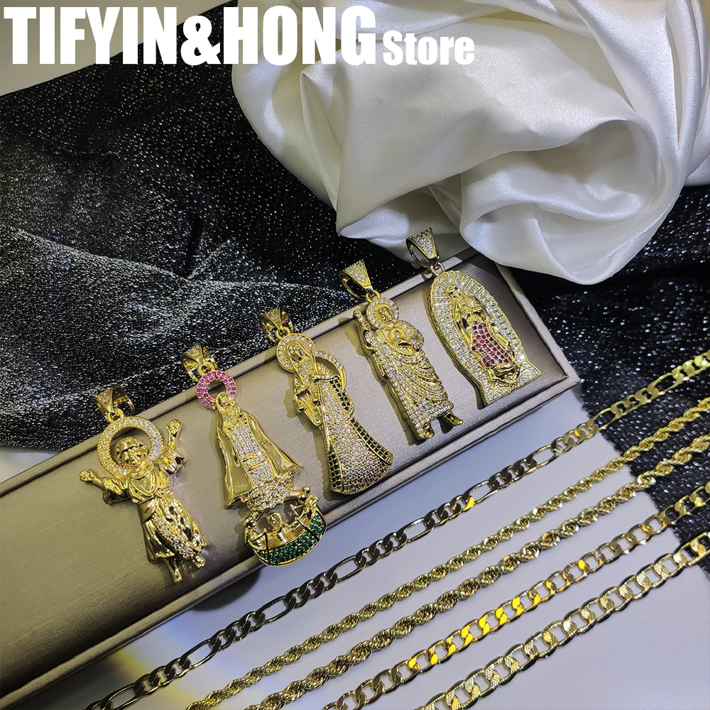 

Ожерелье с кулоном из натурального золота с бриллиантами, позолоченное ожерелье с Иисусом, высококачественное Подарочное ожерелье ручной работы, бесплатная доставка