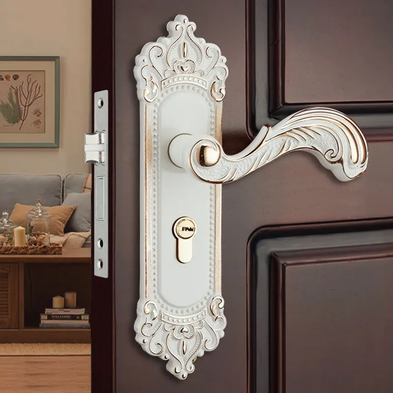 

Door Handles for Interior House Sliding Gate Kit with Keys Entrance First Smart Wooden Handlesets Home Hardware Lever White Knob