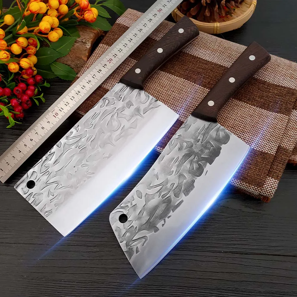 

Kitchen Cleaver Knife Butcher Knife 5Cr15MOV Stainless Steel Wenge Handle Chef Slicing Knives Cooking Knives 8" Blade