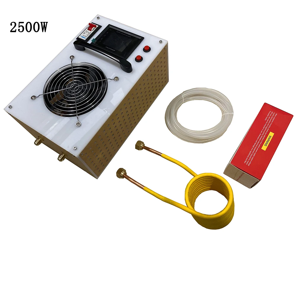 2500W Induction Heater High Frequency Heating Machine Metal Smelting Furnace + heating coil+Crucible