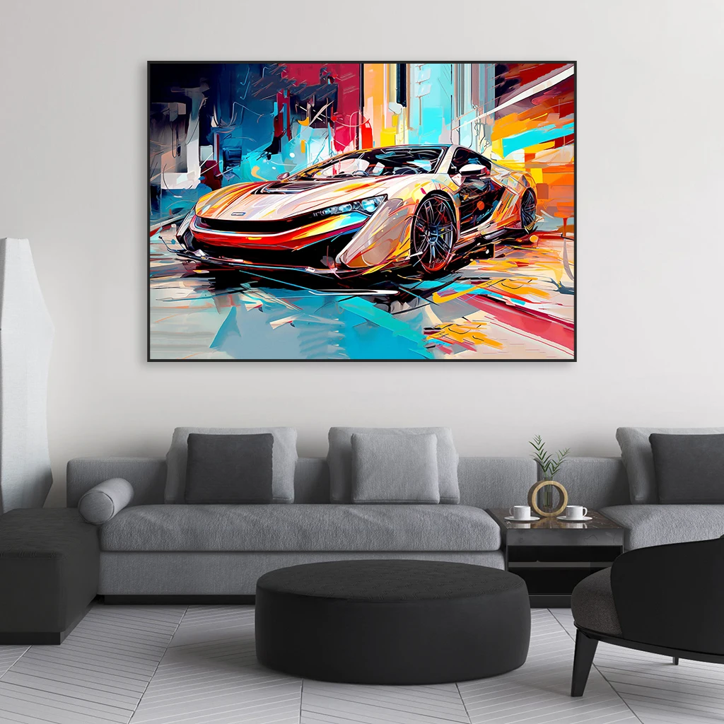 Абстрактный граффити настенный плакат с автомобилем модные автомобильные