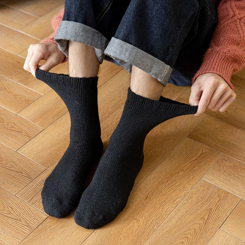Men's Wool Socks Winter Thick Warm Harajuku Retro Cashmere Socks Cold Snow Cashmere Socks Men 5 Pair