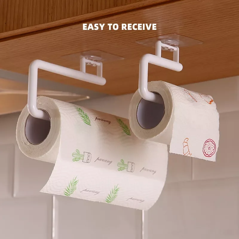 

2022New Kitchen Paper Roll Holder Towel Hanger Rack Bar Cabinet Rag Hanging Holder Bathroom Organizer Shelf Toilet Paper Holder