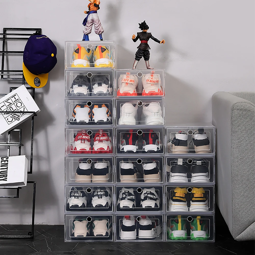 

Dustproof storage box Stackable combined shoe cabinet Sale 6 Pack Transparent shoe box shoes organizers thickened foldable