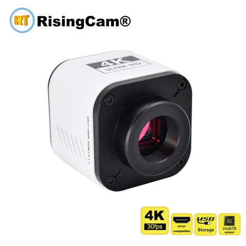 RisingCam 4K UHD 30fps Встроенный цифровой промышленный микроскоп SONY imx678 1/1.8 "сенсор HDMI и USB выход Цифровая камера с C-образным креплением