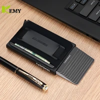 rfid business credit card holder men multifunction automatic aluminium alloy leather cards case mini wallet slim coin purse