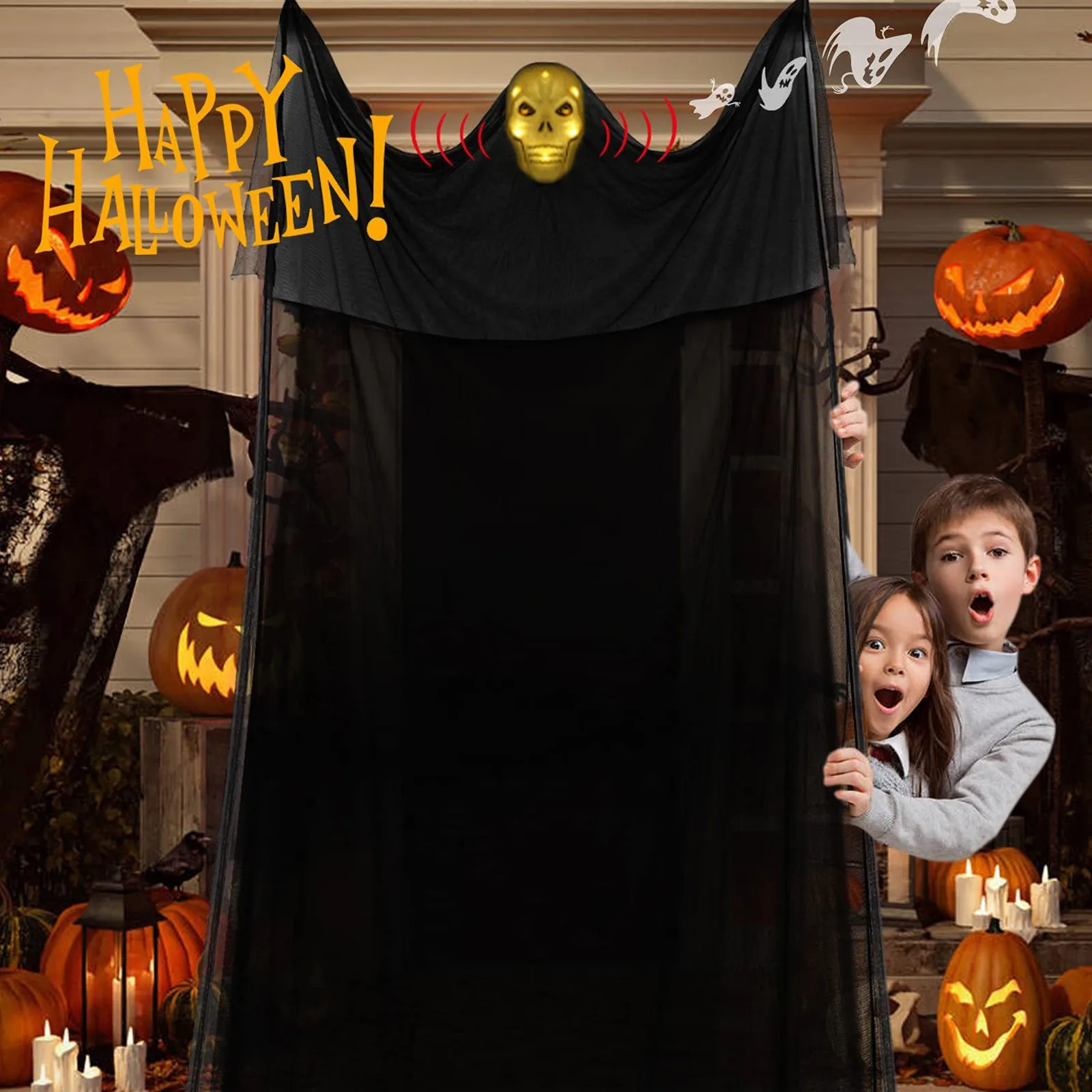 

Хэллоуин, страшное подвесное украшение, жуткое подвесное настенное украшение, украшение для хэллоуивечерние, праздничное витражное украше...