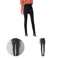 women pants slim with skirt elastic waist slim fitting pure color pants leggings for outdoor