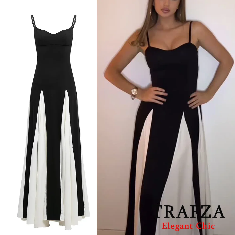TRAFZA черное белое платье