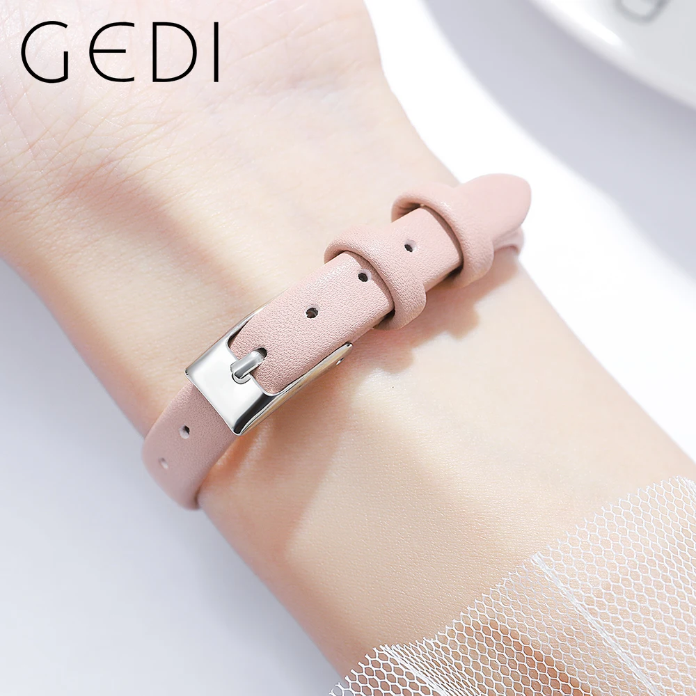 GEDI Fashion Pink Women Quartz Watches Top Brand Luxury Leather Strap Bling Desert Dial 3Bar Waterproof Woman Wrist Watch Clock