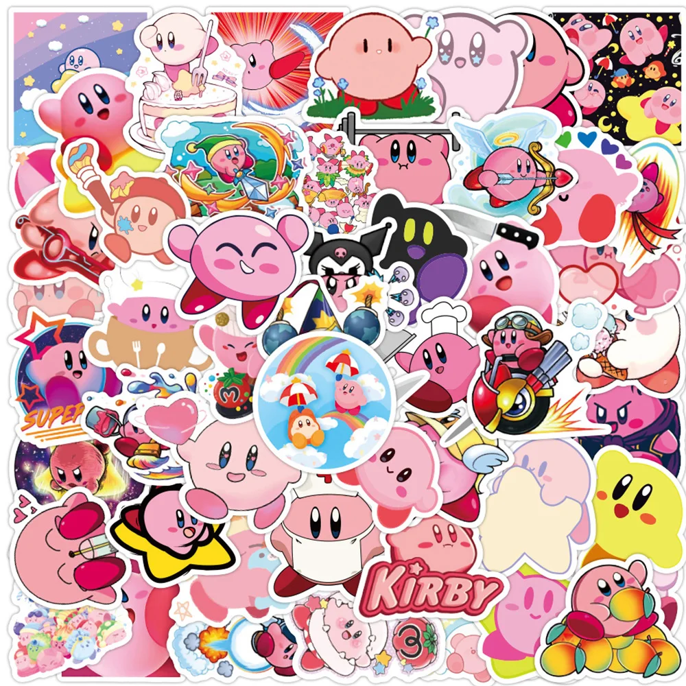 

100pcs Cartoon Kirby Stickers Kawaii Girls PVC Waterproof Decals Graffiti Guitar Bicycle Notebook Cute Stickers for Kids